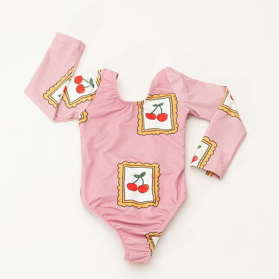 Vestido de Baño Manga Larga Cereza Rosada