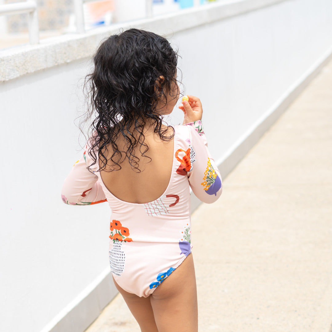 Vestido de Baño Manga Larga Materas Rosa ♻️