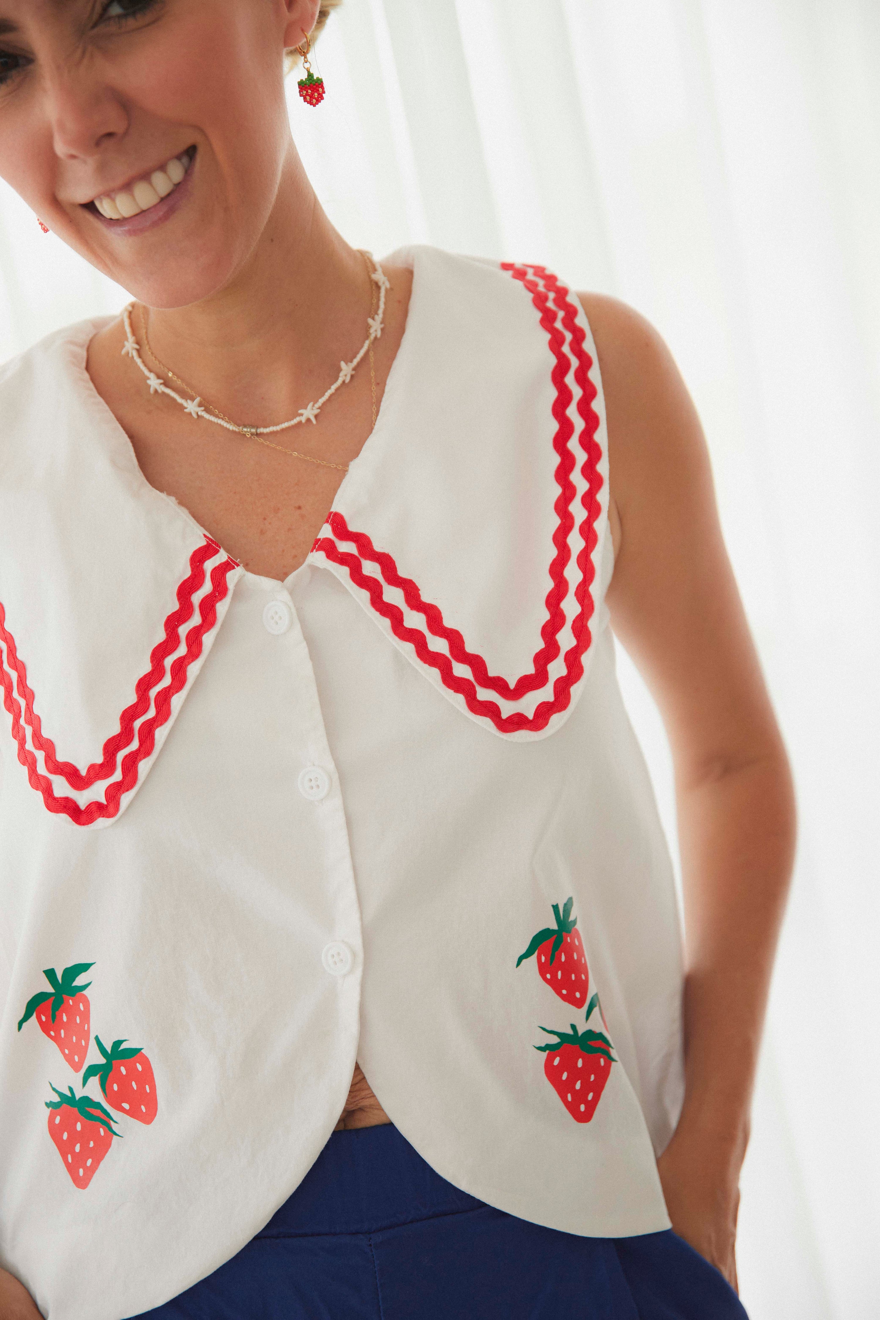 Camisa Fresas Marinera Adulto