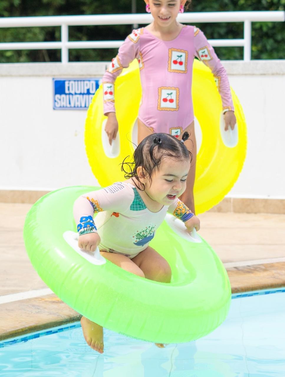 Vestido de Baño Manga Larga Cereza Rosada